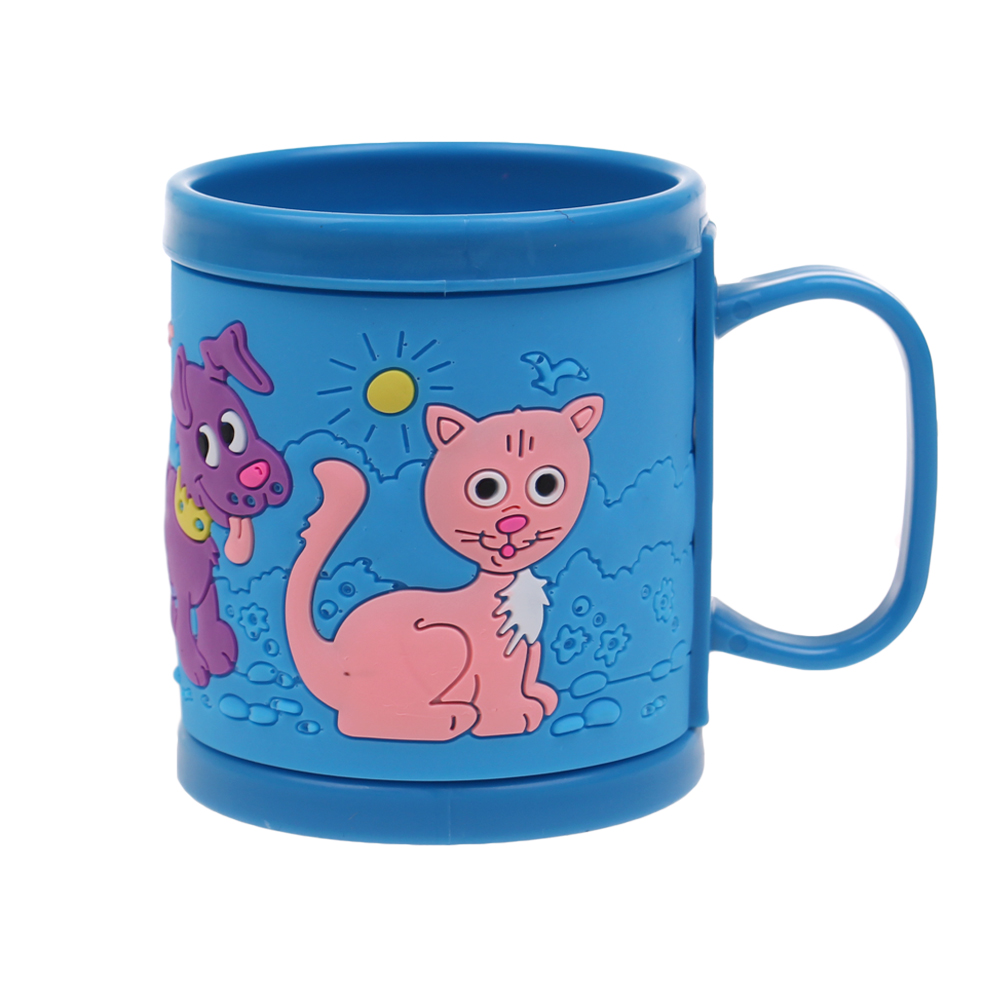 Hrnek dětský plastový (modrý pejsek a kočička) - náhľad 1