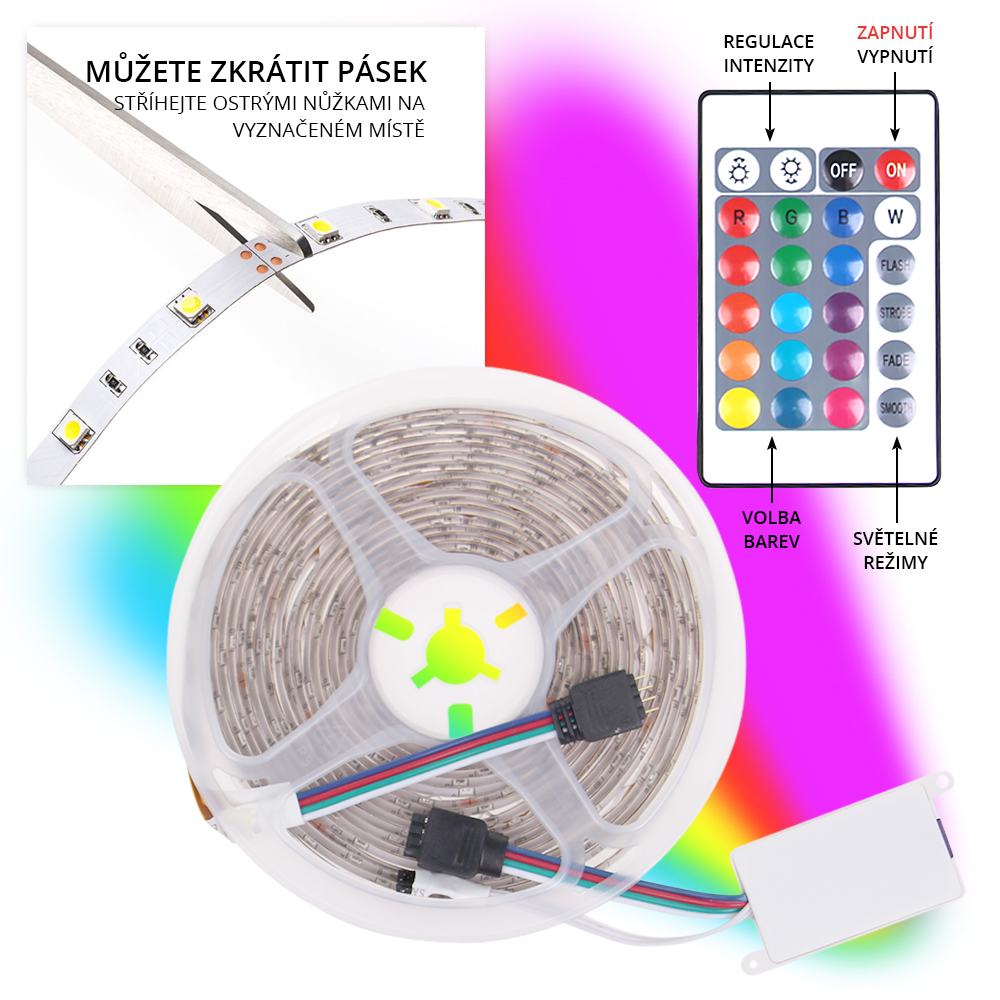 LED pásek 5 metrů – RGB - náhľad 1