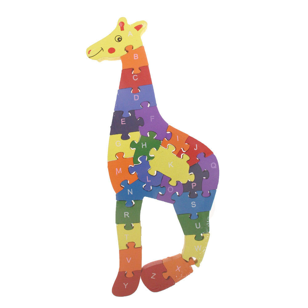 Vzdělávací dřevěné puzzle žirafa var.5 - náhľad 1