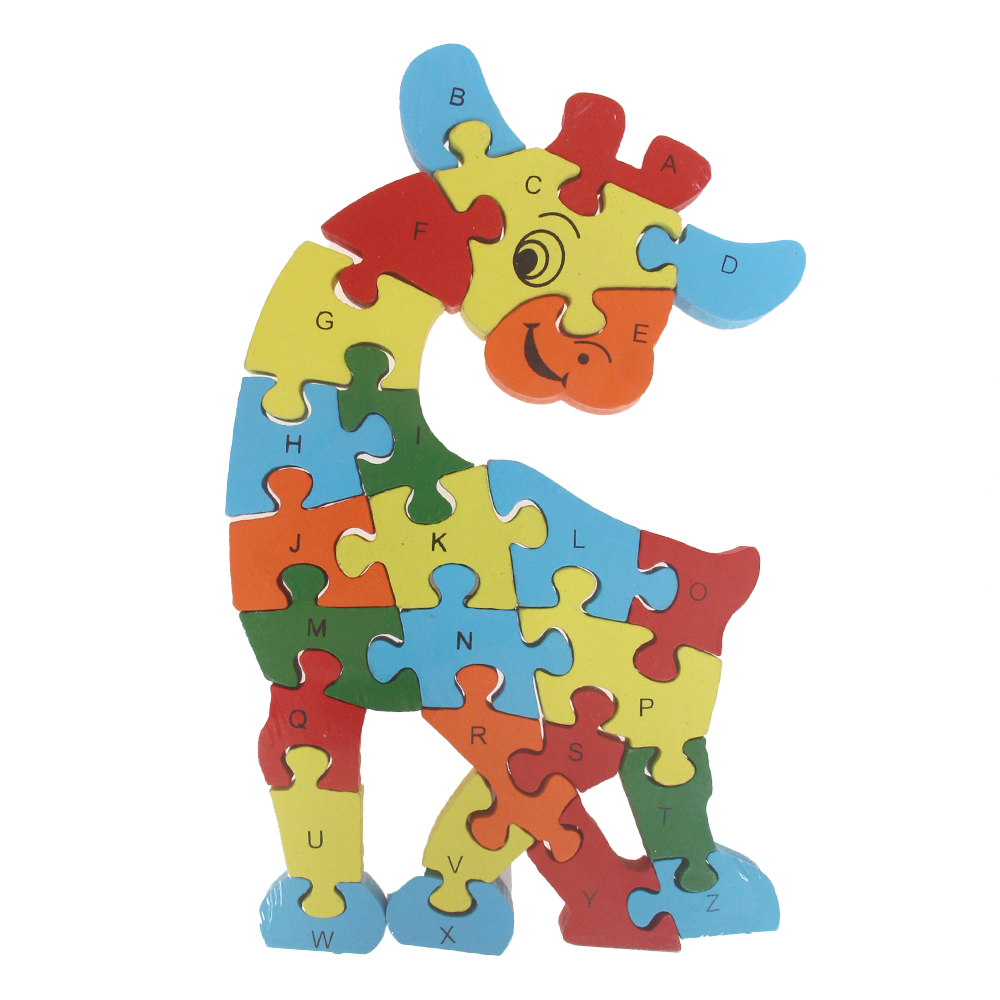 Vzdělávací dřevěné puzzle žirafa var.6 - náhľad 1