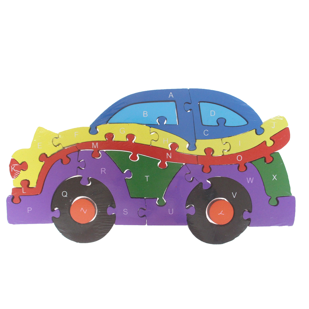 Vzdělávací dřevěné puzzle auto var.2 - náhľad 1