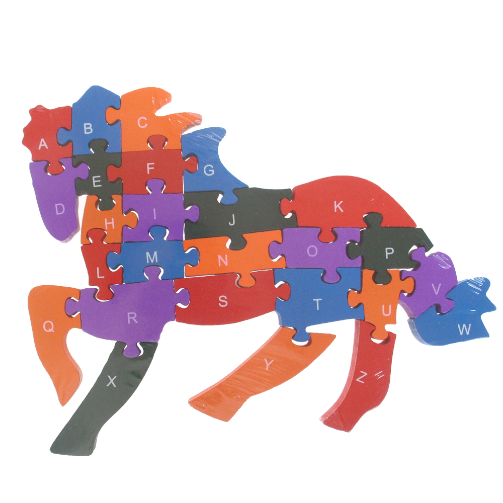Vzdělávací dřevěné puzzle kůň var.1 - náhľad 1