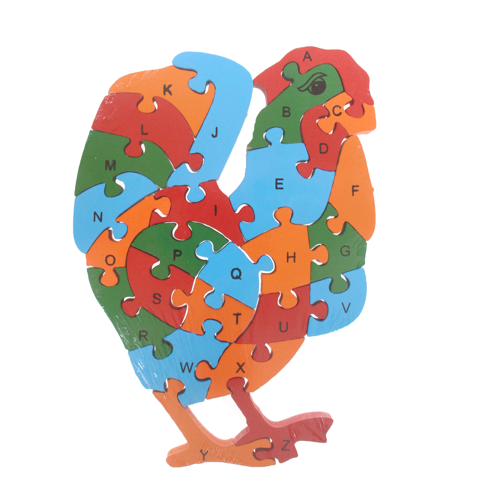 Vzdělávací dřevěné puzzle kohout - náhľad 1