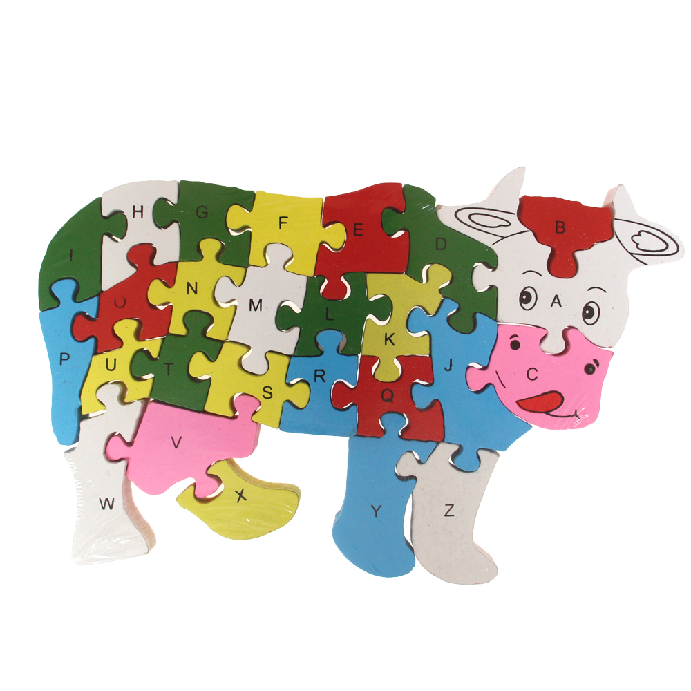Vzdělávací dřevěné puzzle kráva var.2 - náhľad 1