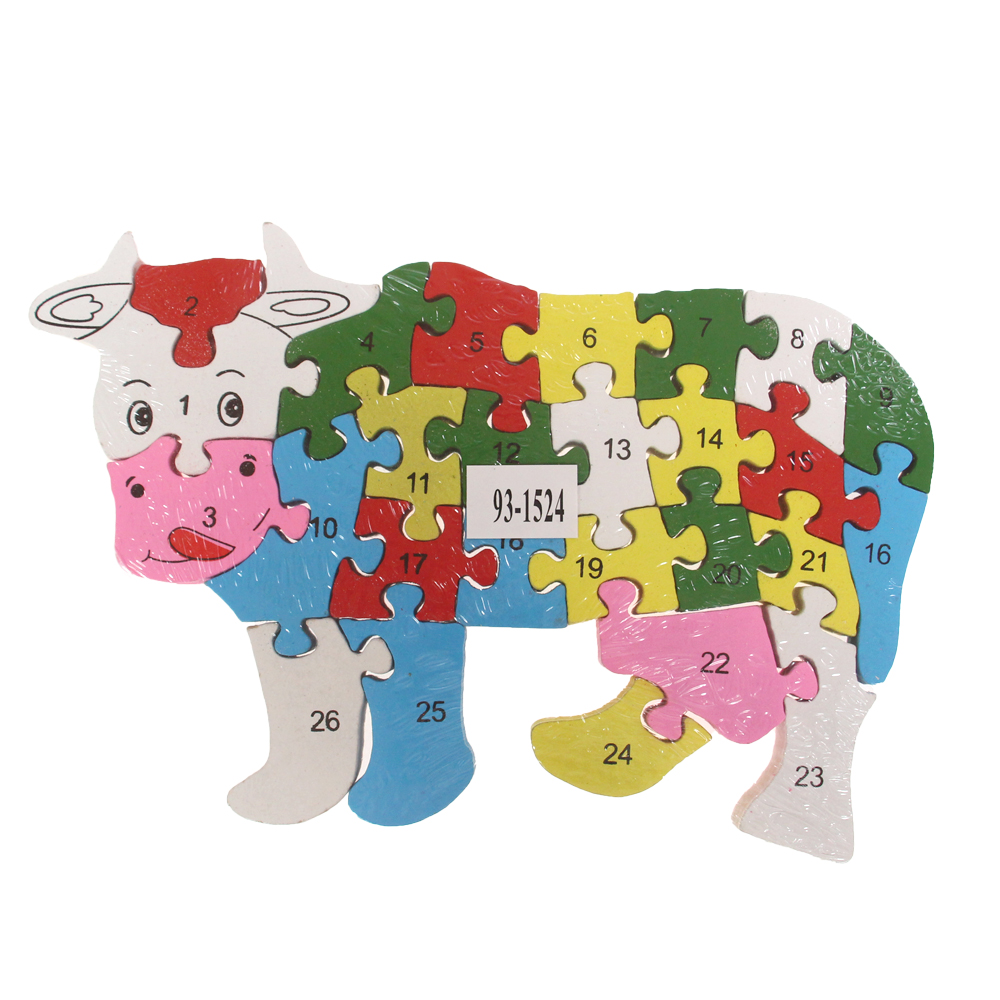 Vzdělávací dřevěné puzzle kráva var.2 - náhľad 2