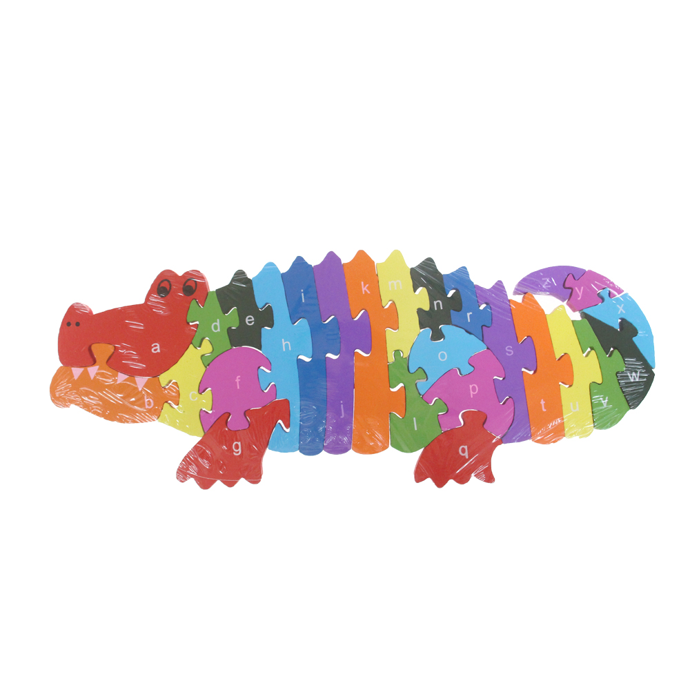 Vzdělávací dřevěné puzzle krokodýl var.1 - náhľad 2