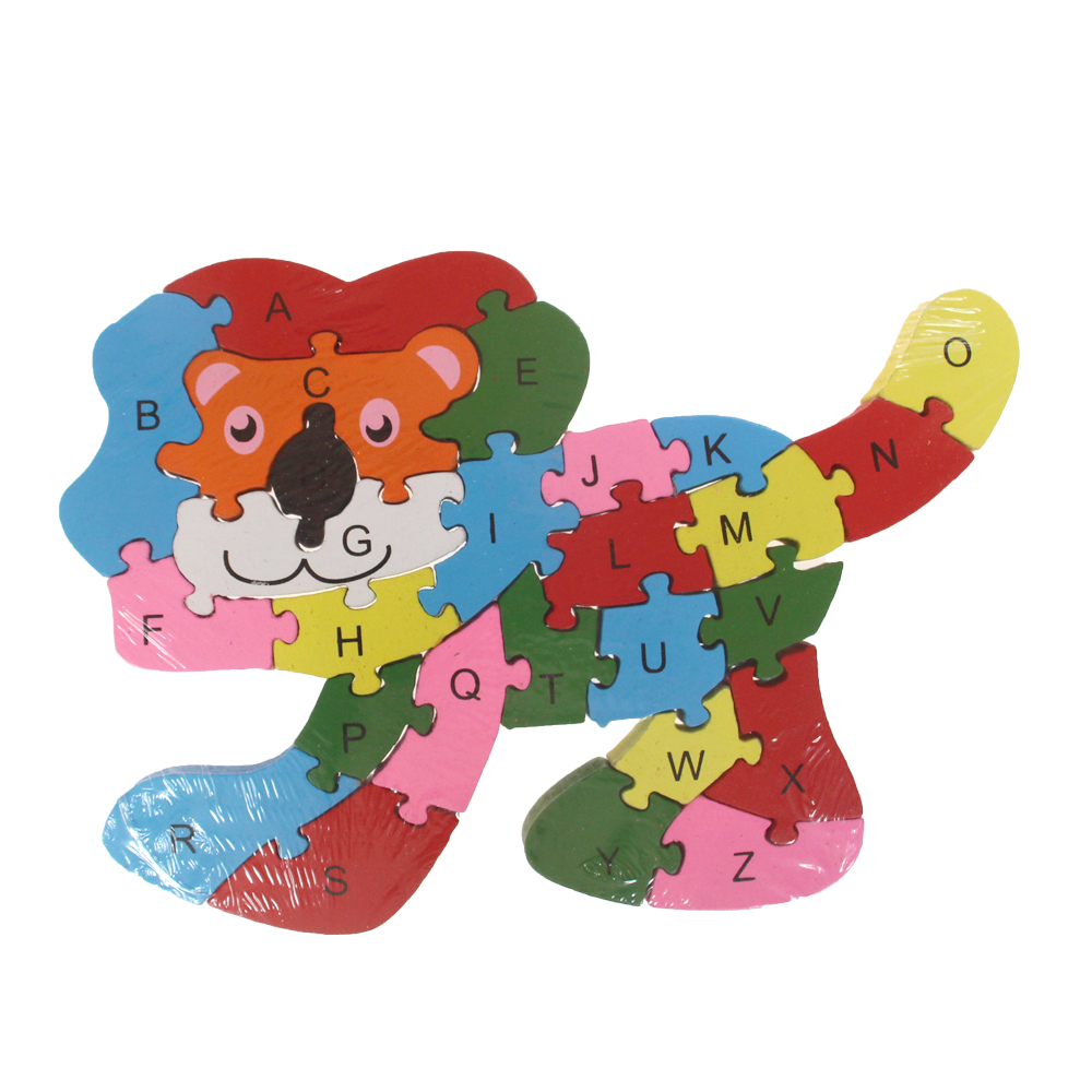 Vzdělávací dřevěné puzzle lev var.3 - náhľad 1