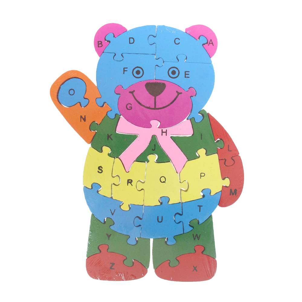 Vzdělávací dřevěné puzzle méďa - náhľad 1