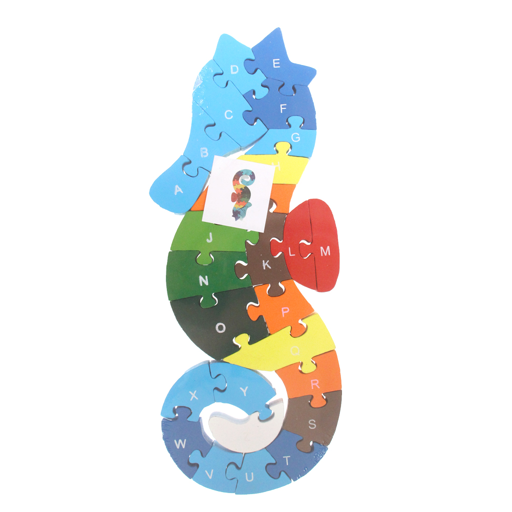 Vzdělávací dřevěné puzzle mořský kůň - náhľad 1