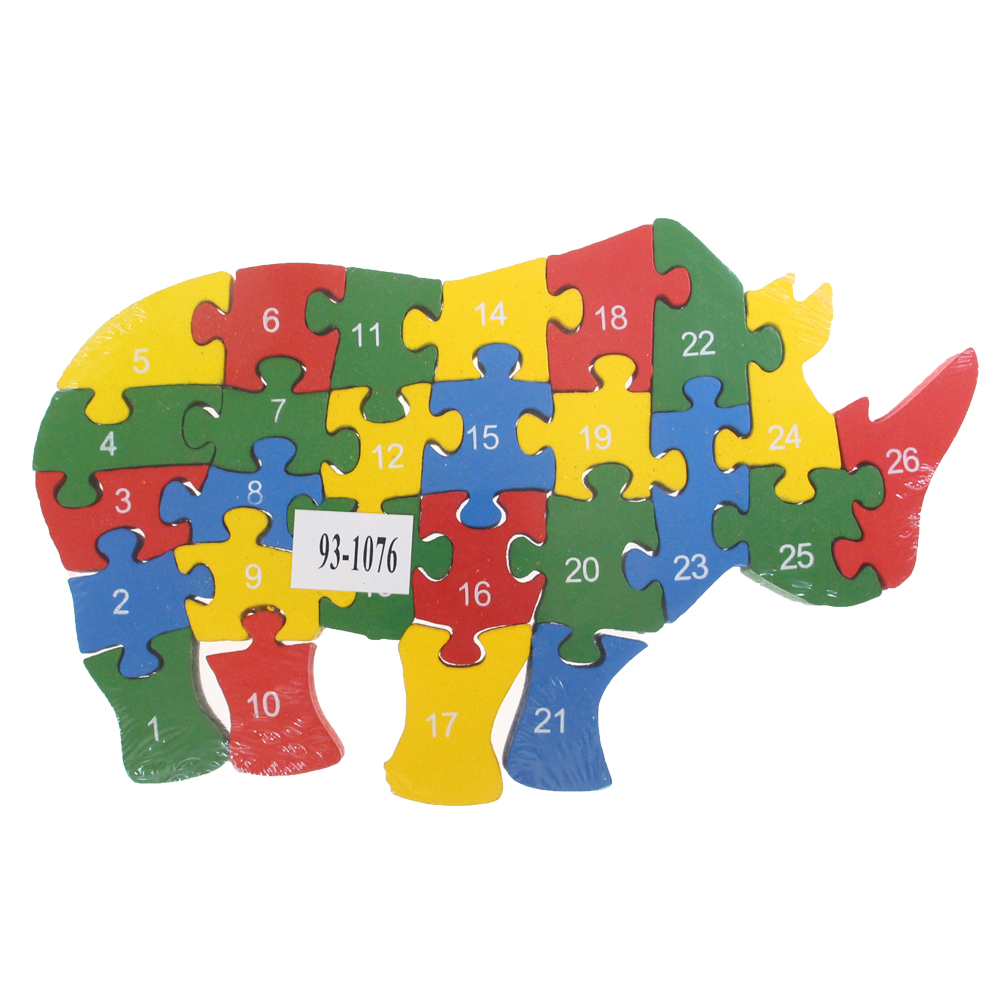 Vzdělávací dřevěné puzzle nosorožec - náhľad 1
