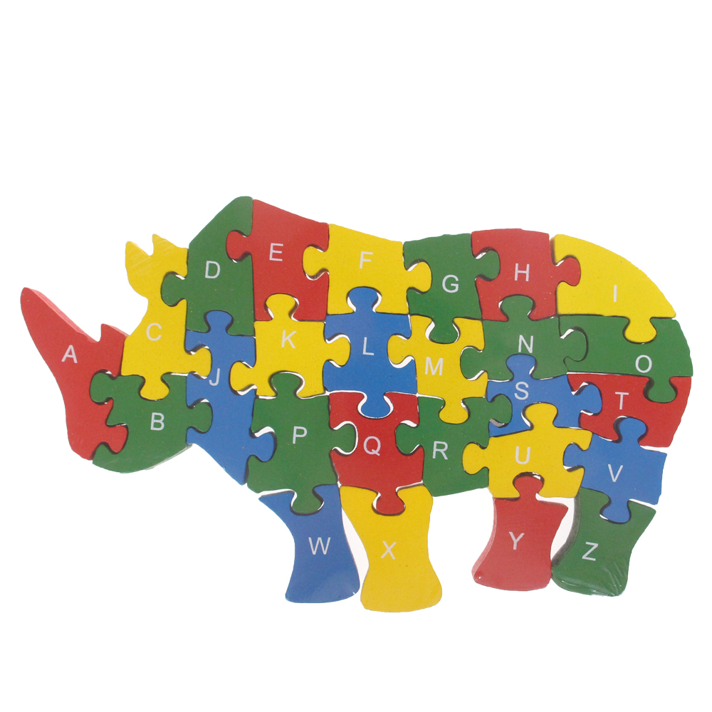 Vzdělávací dřevěné puzzle nosorožec - náhľad 2