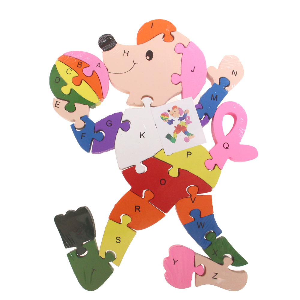 Vzdělávací dřevěné puzzle pejsek s míčem - náhľad 2