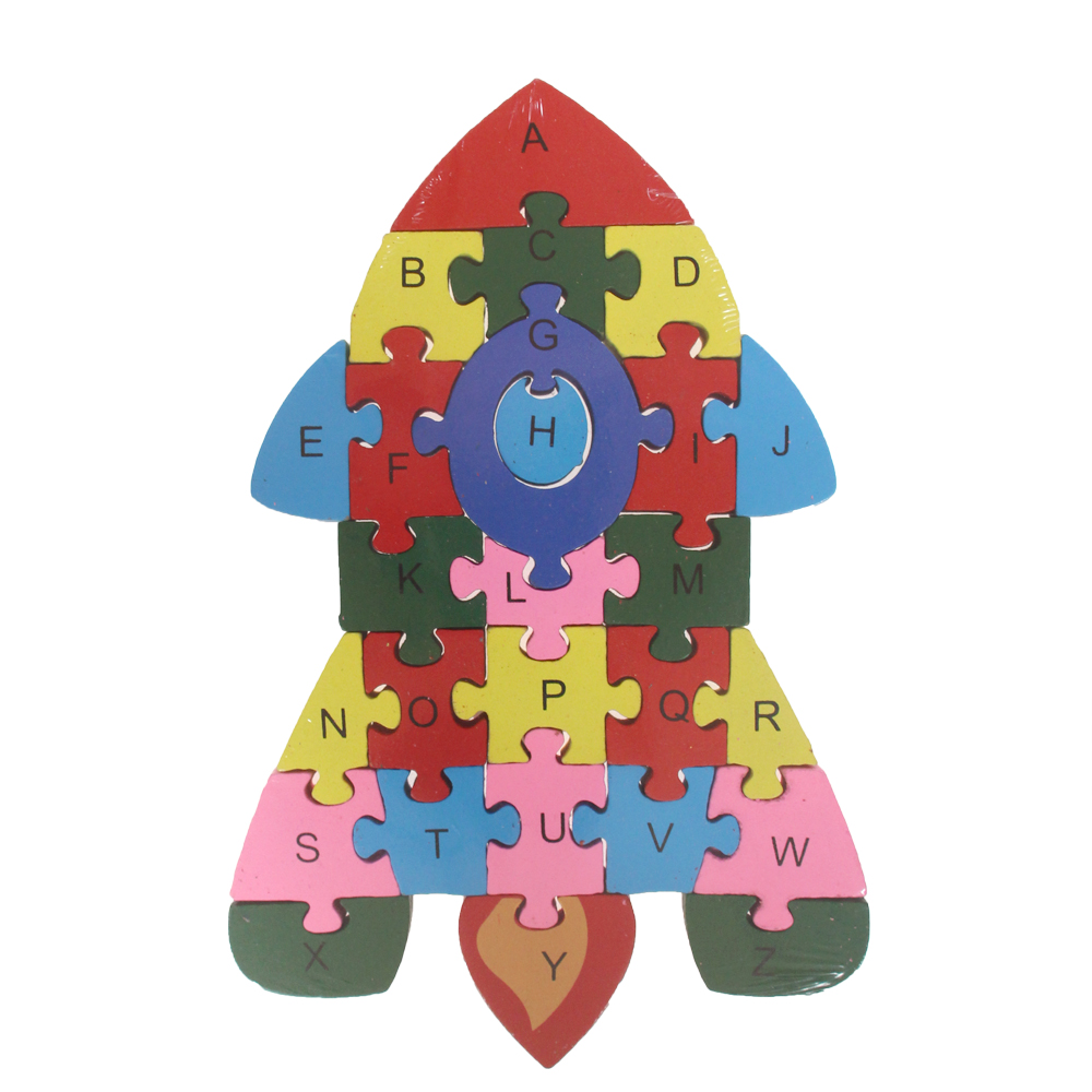 Vzdělávací dřevěné puzzle raketa - náhľad 1