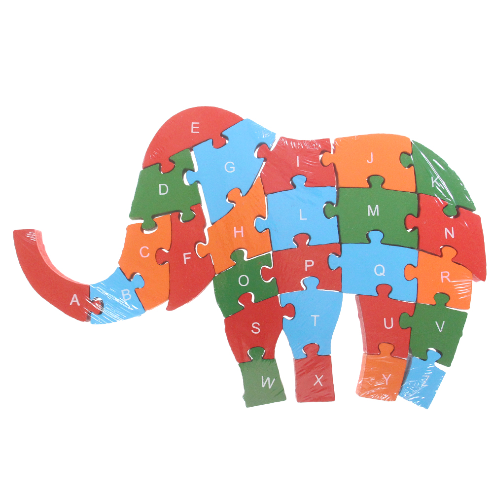 Vzdělávací dřevěné puzzle slon var.2 - náhľad 1