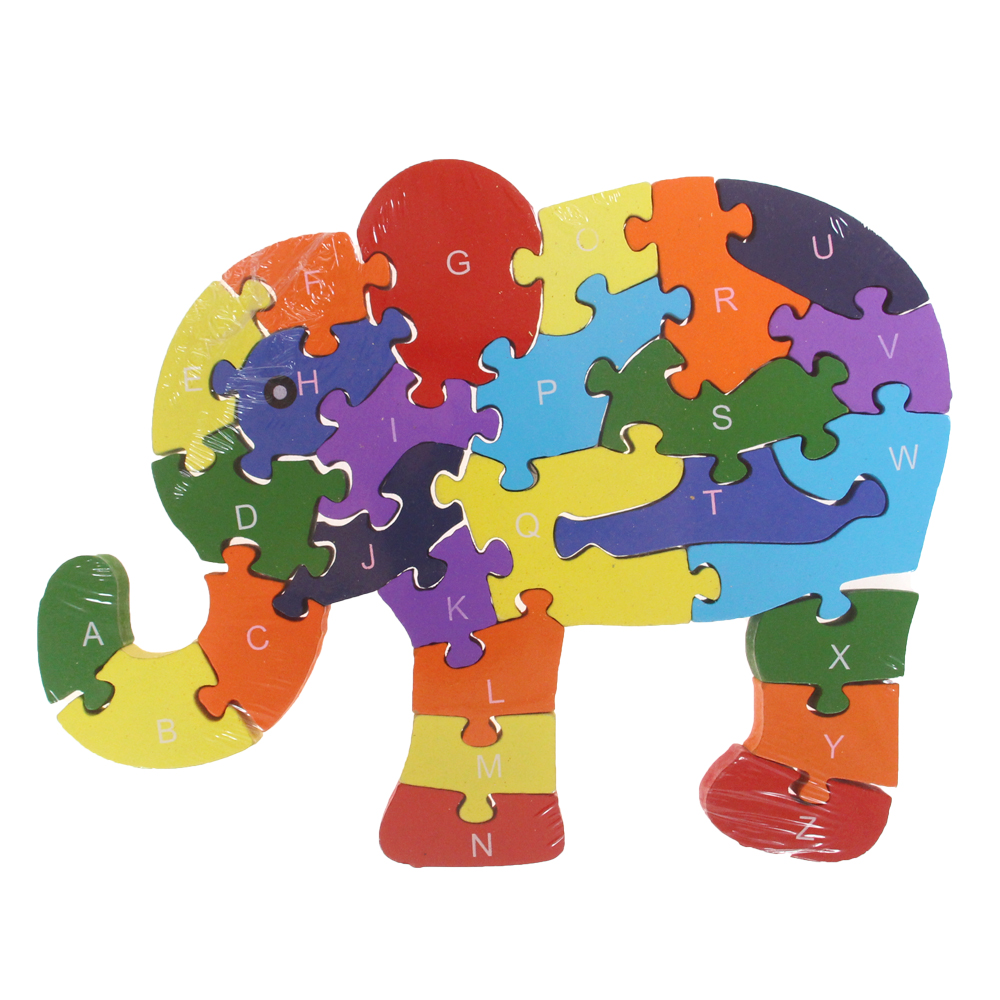 Vzdělávací dřevěné puzzle slon var.3 - náhľad 1