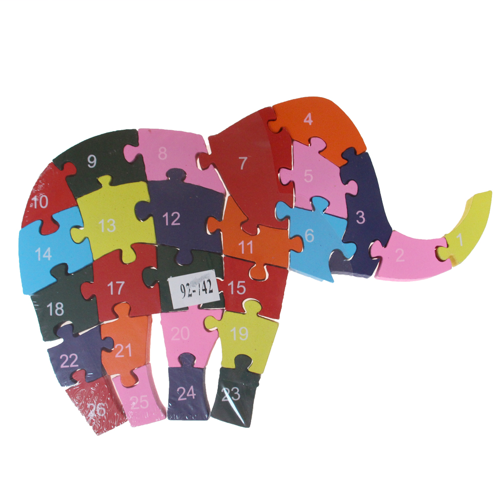 Vzdělávací dřevěné puzzle slon var.4 - náhľad 1