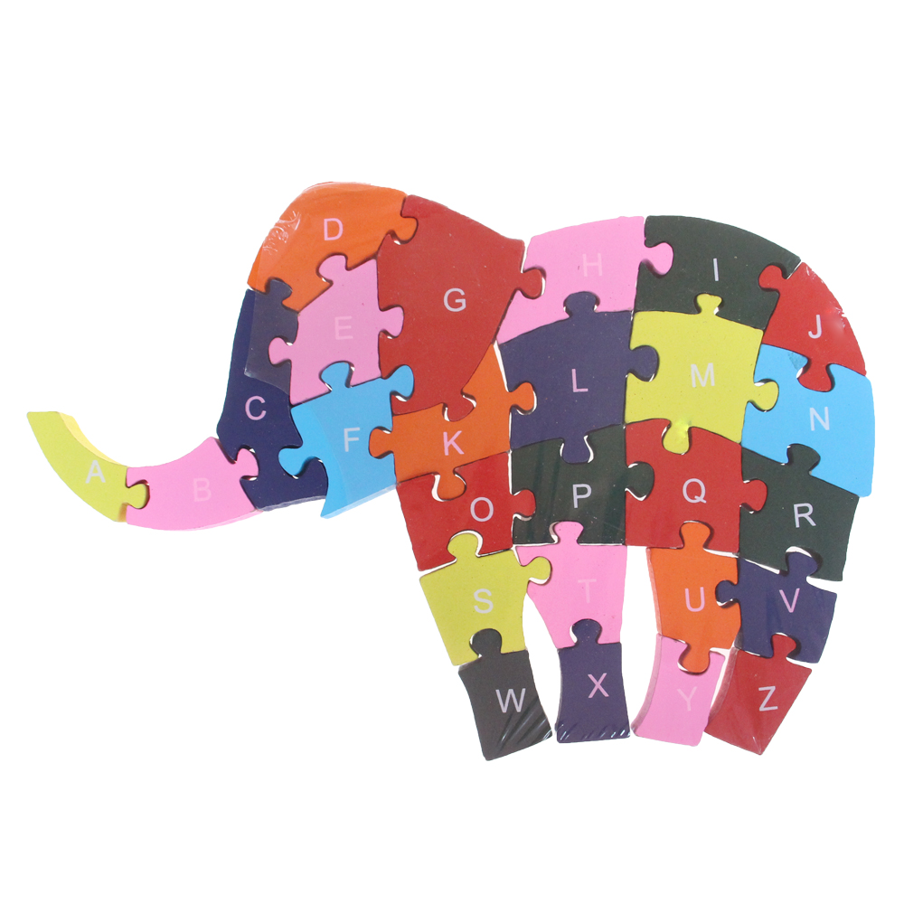 Vzdělávací dřevěné puzzle slon var.4 - náhľad 2