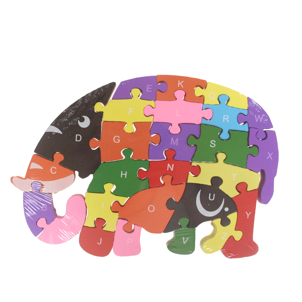 Vzdělávací dřevěné puzzle slon var.5 - náhľad 1