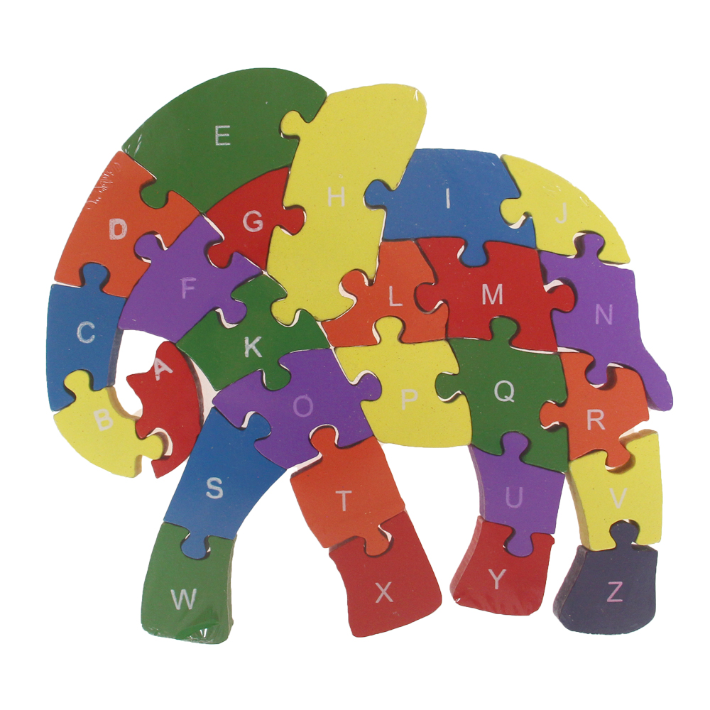 Vzdělávací dřevěné puzzle slon var.6 - náhľad 1