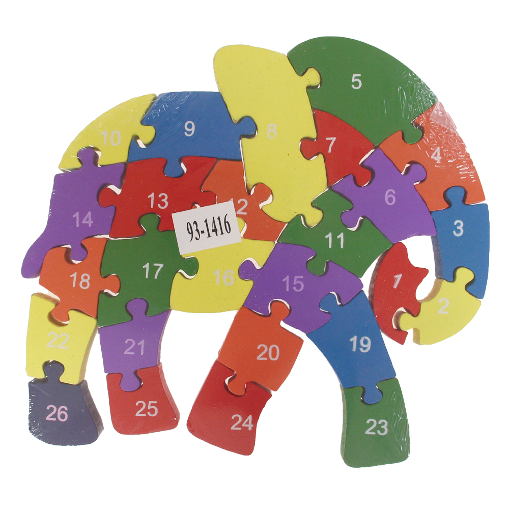 Vzdělávací dřevěné puzzle slon var.6 - náhľad 2