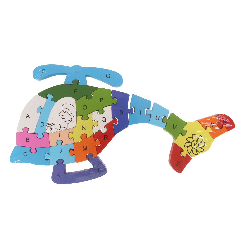 Vzdělávací dřevěné puzzle vrtulník - náhľad 1