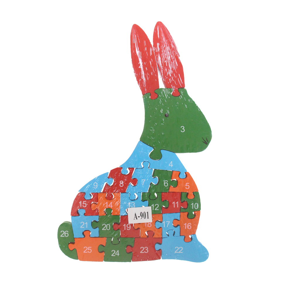 Vzdělávací dřevěné puzzle zajíc var.1 - náhľad 1