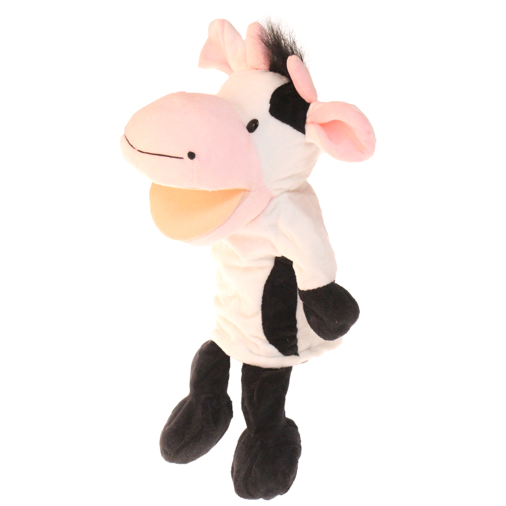 Plyšový maňásek s nohama na ruku kravička - náhľad 2