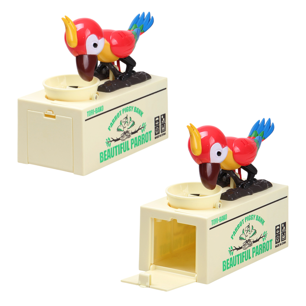 Pokladnička na mince papoušek červený - náhľad 3