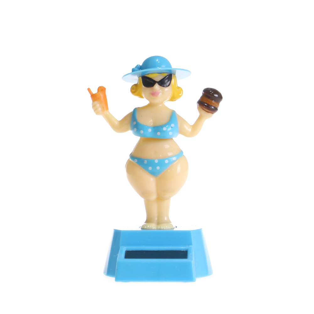 Solární tančící dekorace madam s kloboukem modrá - náhľad 1