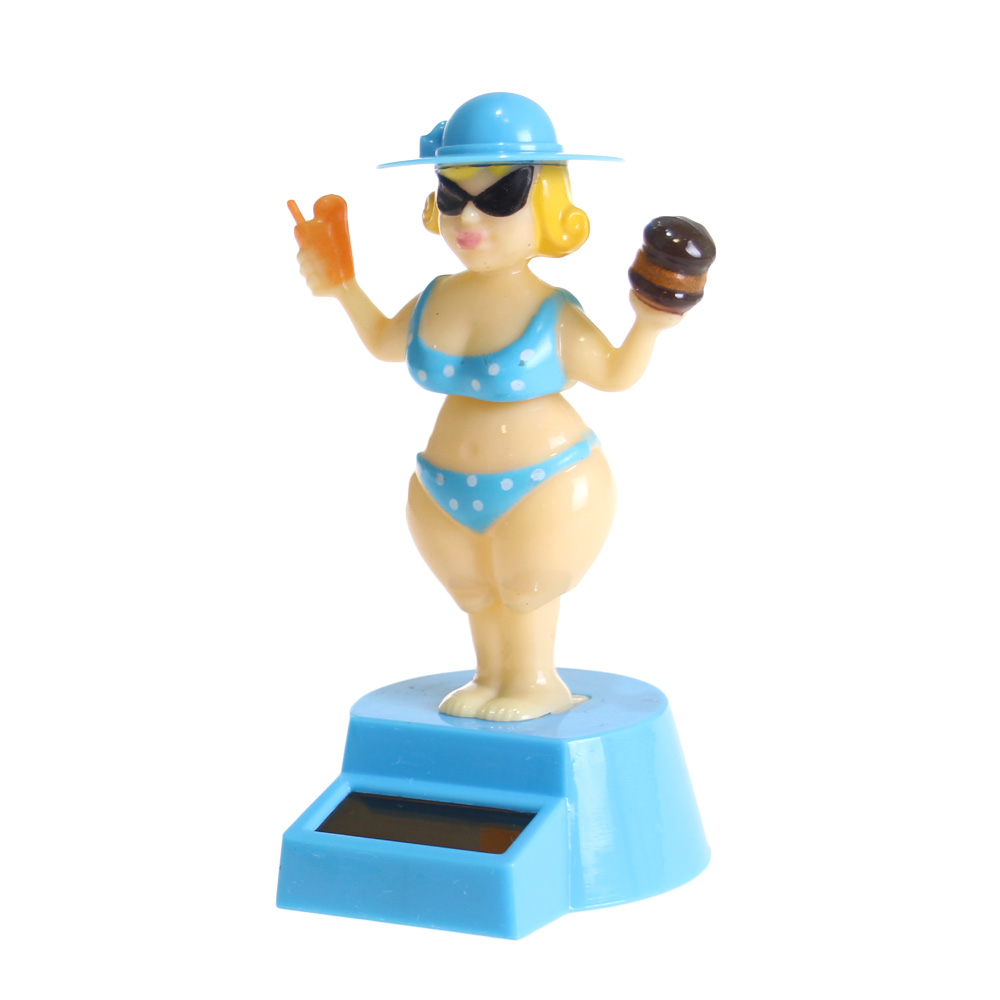 Solární tančící dekorace madam s kloboukem modrá - náhľad 2