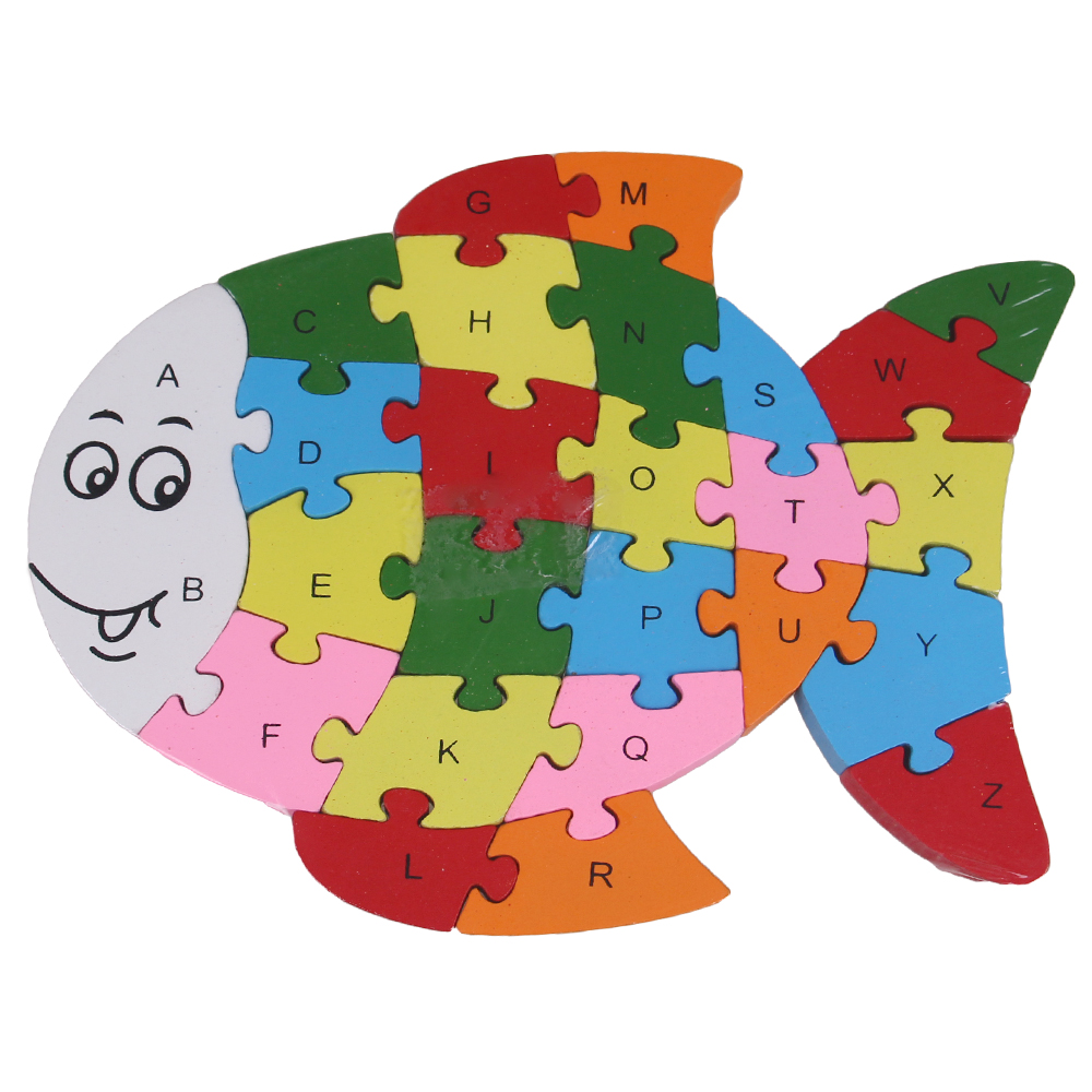 Vzdělávací dřevěné puzzle rybička - náhľad 1