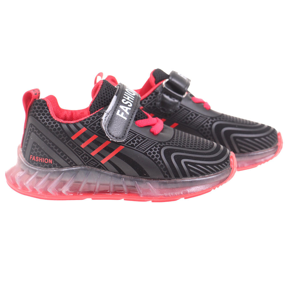 Dětské svítící boty FASHION černo-červené - náhľad 1