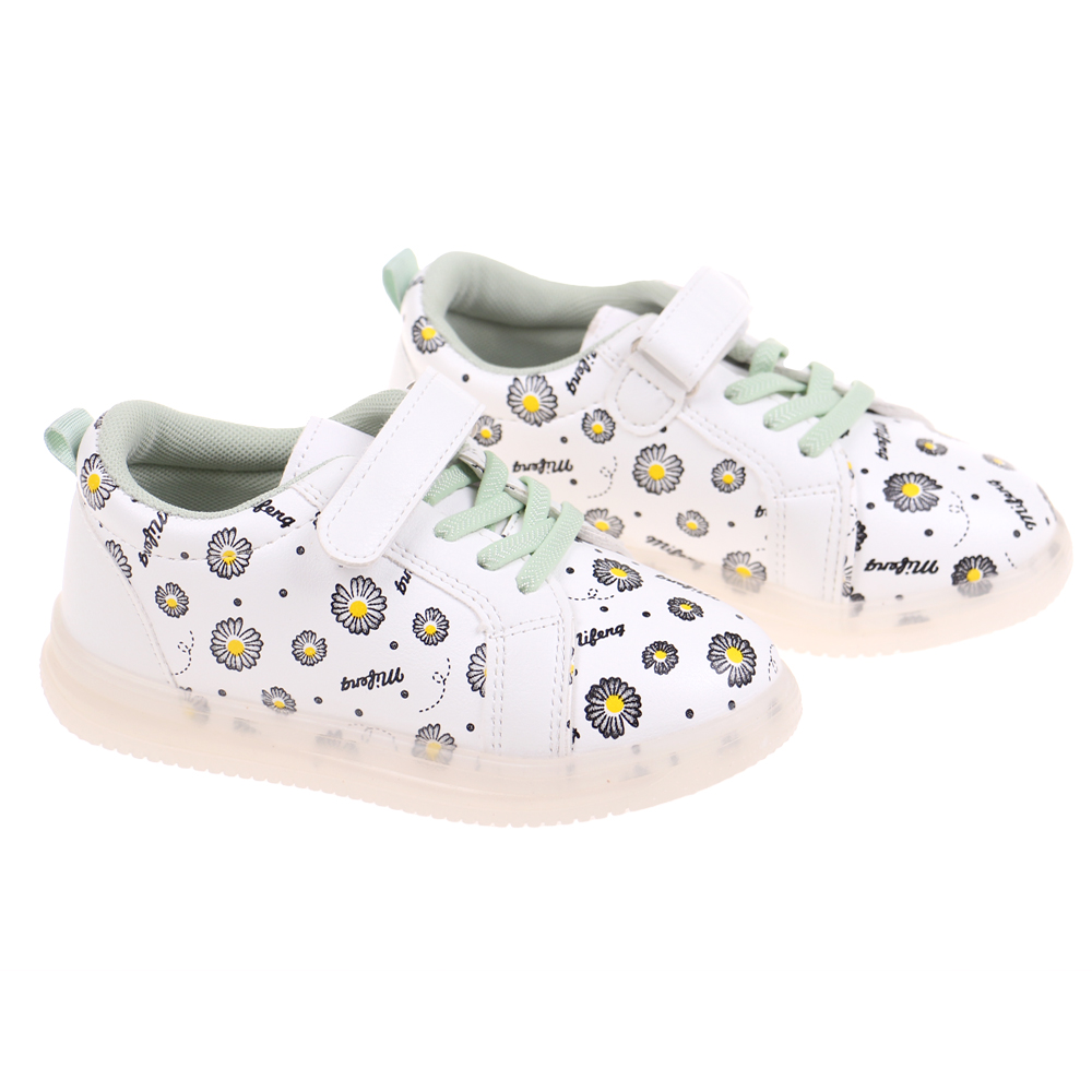 Dětské svítící boty s kytičkami bílé - náhľad 1