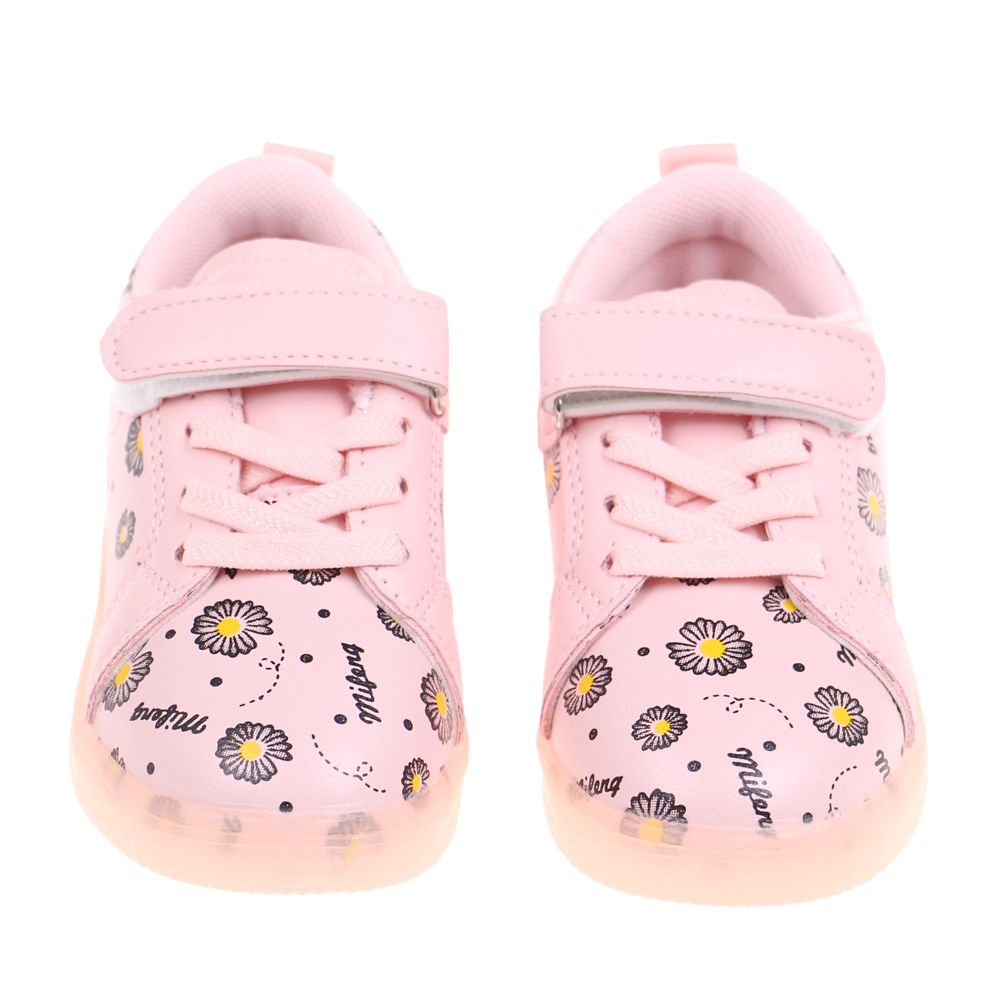 Dětské svítící boty s kytičkami růžové - náhľad 1