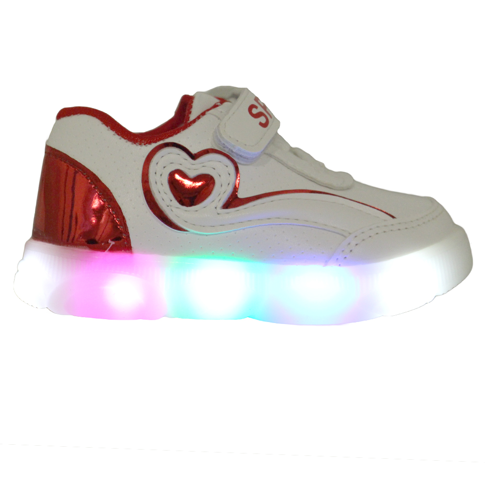 Dětské svítící boty se srdíčkem červené - náhľad 3