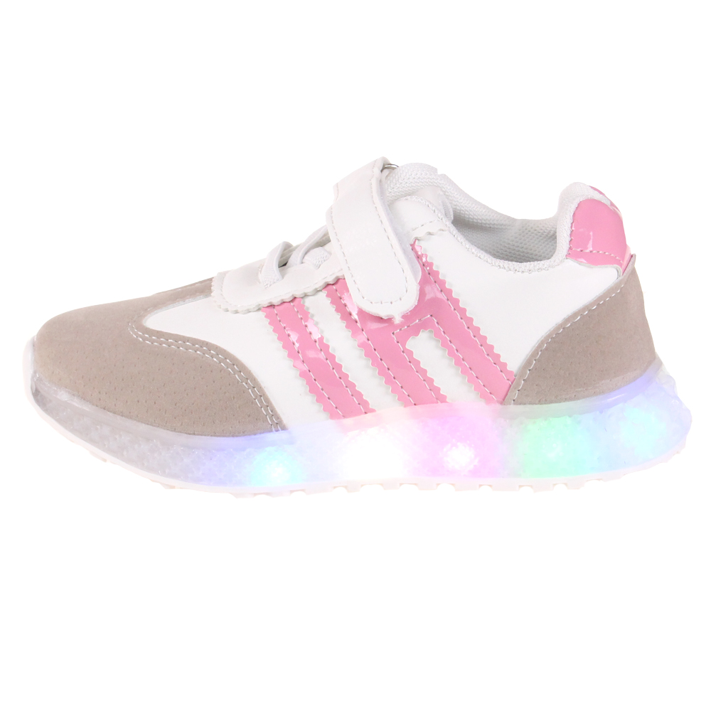 Dětské tenisky svítící se špičkou pruhy růžové - náhľad 1