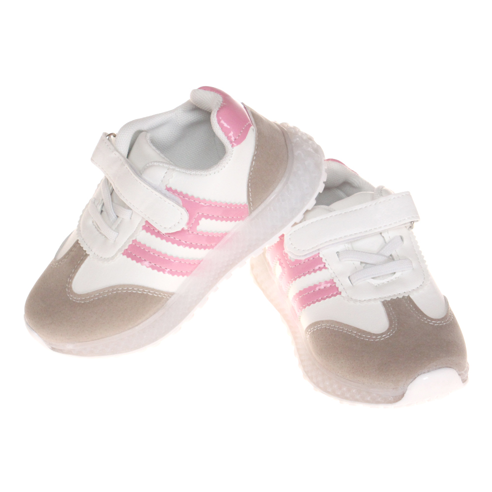 Dětské tenisky svítící se špičkou pruhy růžové - náhľad 2