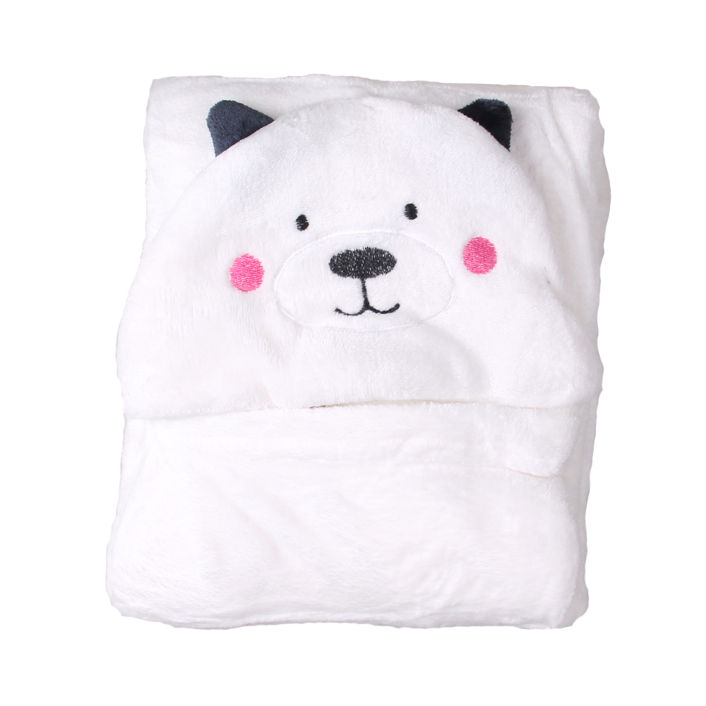 Dětská deka Happy Baby bílá – medvídek s tváří - náhľad 1