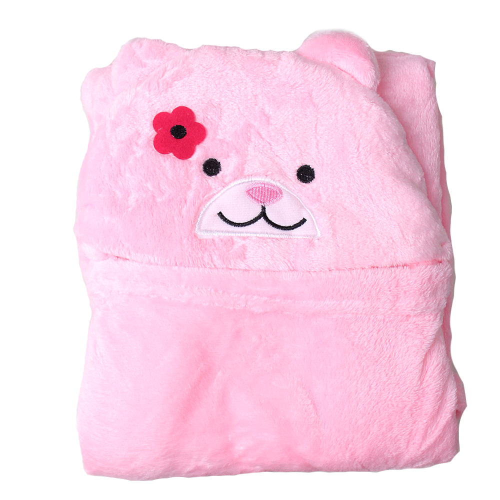 Dětská deka Happy Baby růžová – medvídek s kytičkou - náhľad 1