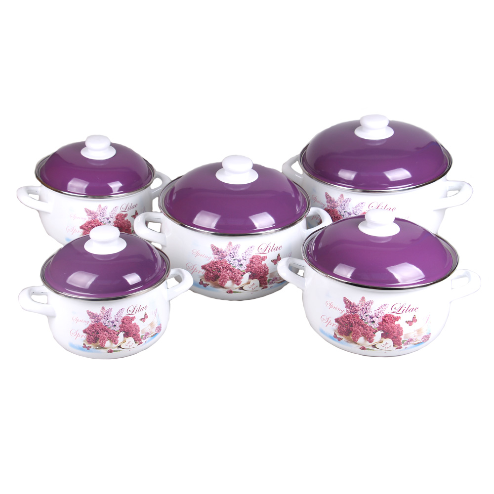 10-dílná sada smaltovaných hrnců šeřík - náhľad 1