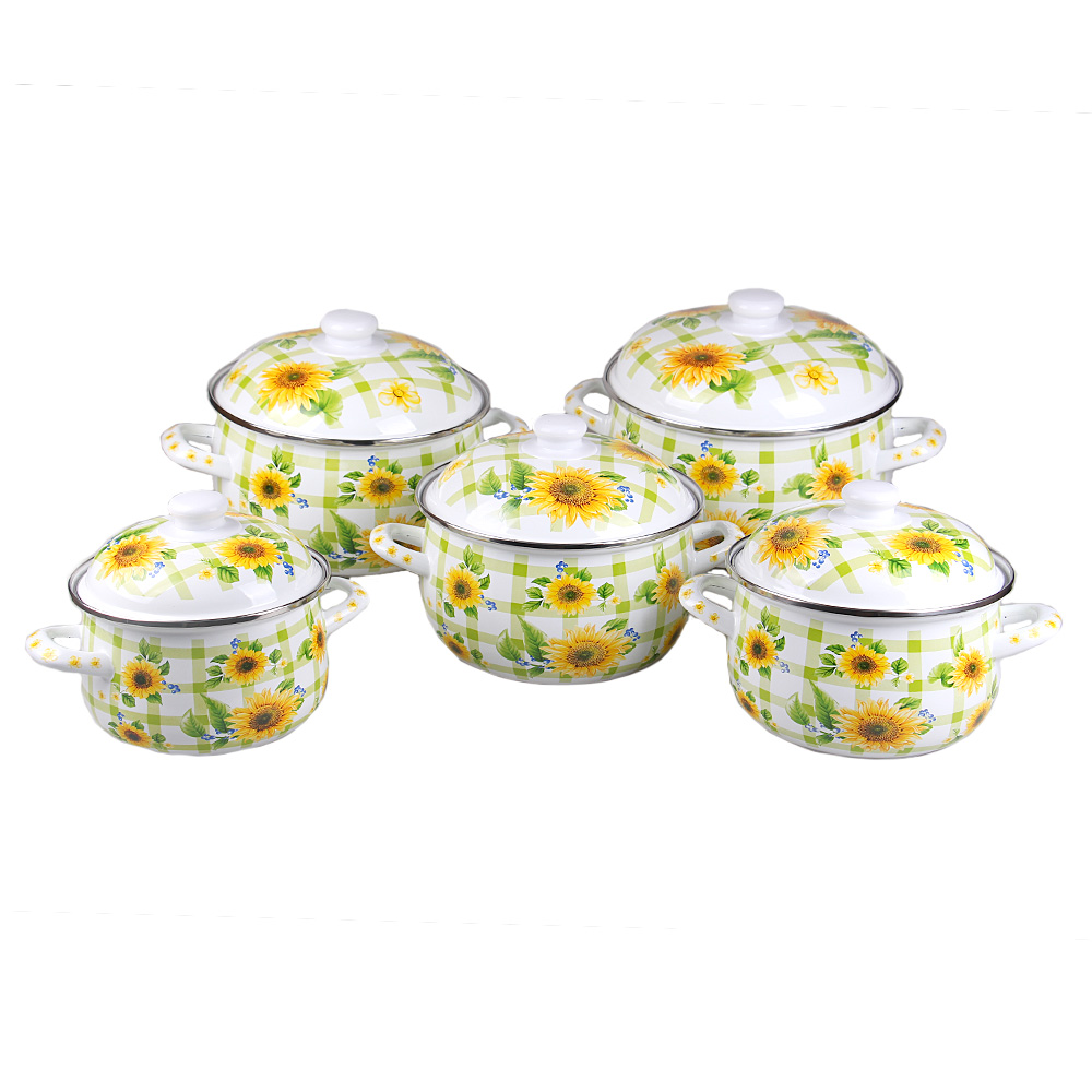 10-dílná sada smaltovaných hrnců slunečnice - náhľad 1