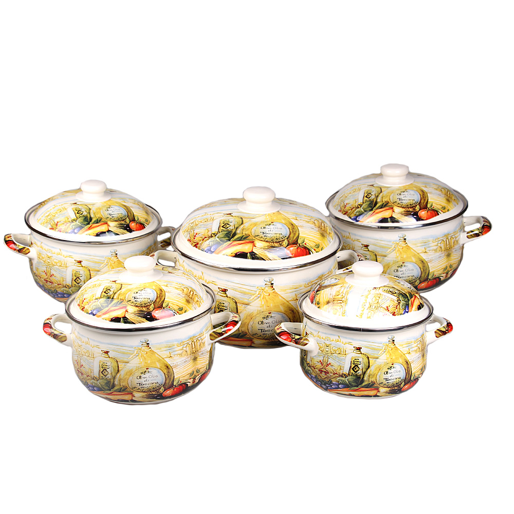 10-dílná sada smaltovaných hrnců zátiší - náhľad 1