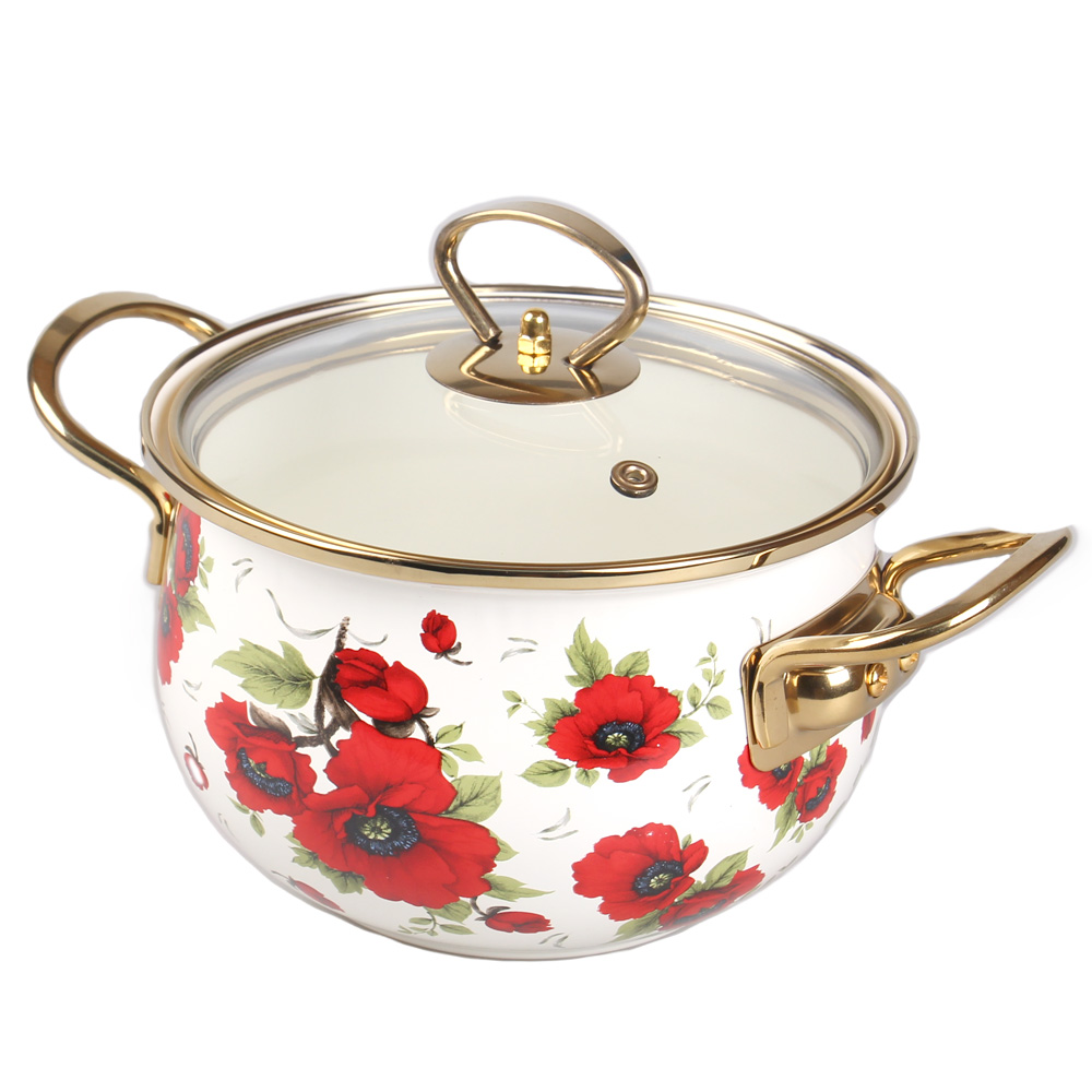 8-dílná sada smaltovaných hrnců červený mák - náhľad 1