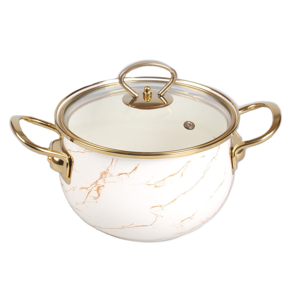 8-dílná sada smaltovaných hrnců zlatý mramor - náhľad 2