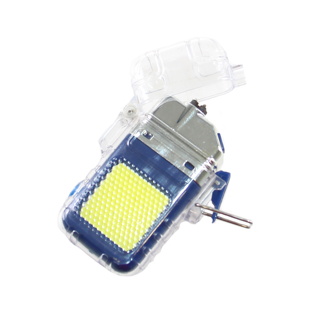 Vodotěsný plazmový zapalovač se svítilnou modrý - náhľad 2