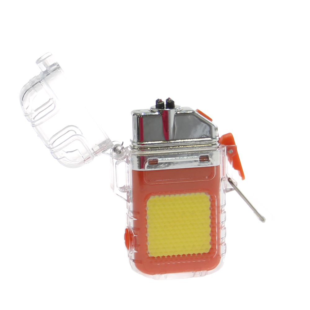 Vodotěsný plazmový zapalovač se svítilnou oranžový - náhľad 2