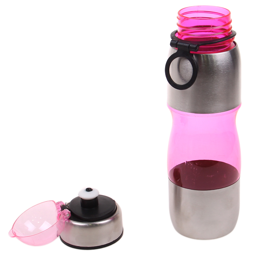 Láhev na pití s plastovým poutkem růžová - náhľad 1