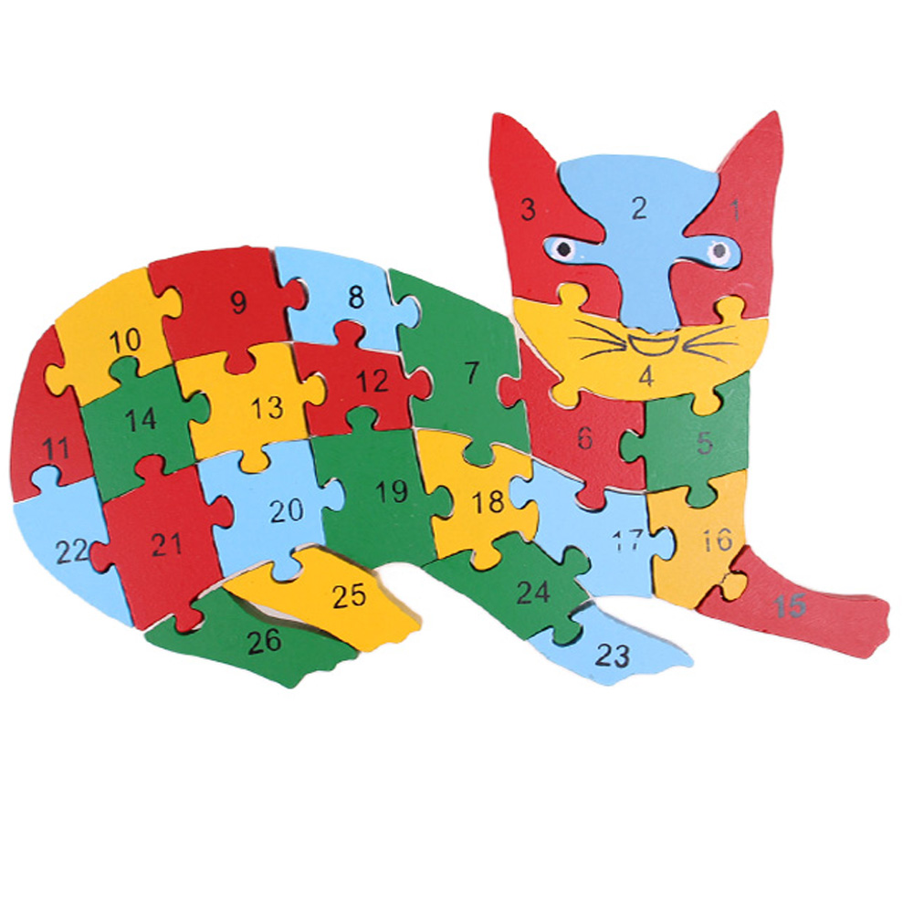 Vzdělávací dřevěné puzzle kočka - náhľad 1