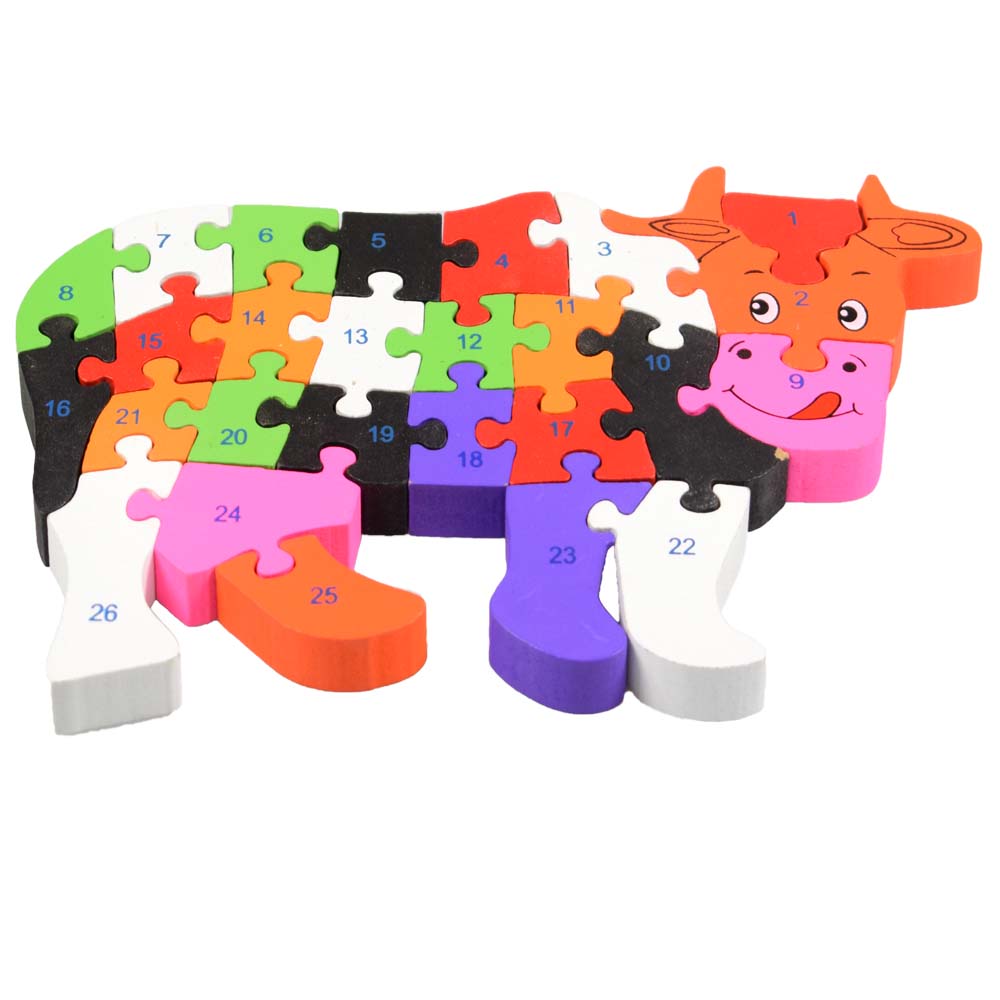Vzdělávací dřevěné puzzle kráva - náhľad 1