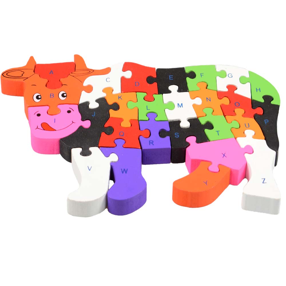 Vzdělávací dřevěné puzzle kráva - náhľad 2